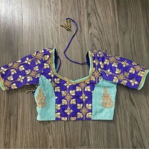 (SET) Purple/Blue Embellished/Embroidered Lengha